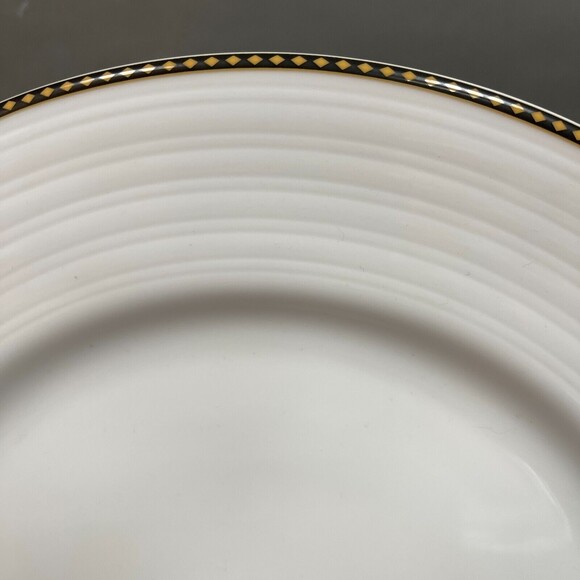 Euro Vertex Patra Chop Plate Platter White with Black Yellow Diamonds Trim - Picture 2 of 5